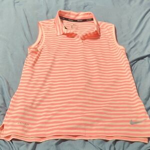 Nike Women’s Coral Striped Sleeveless Golf Polo Size S